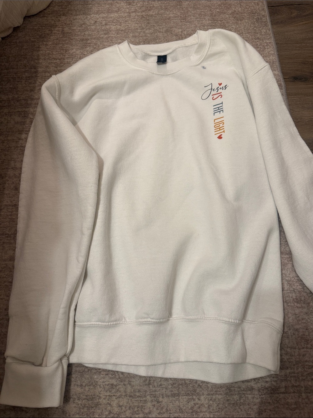 White 'Jesus Is The Light' Graphic Crewneck Sweatshirt